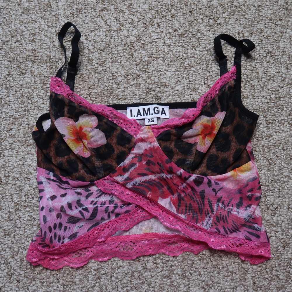 I.AM.GIA leopard print/flower top. MAYARI TANK/CAMI TOP